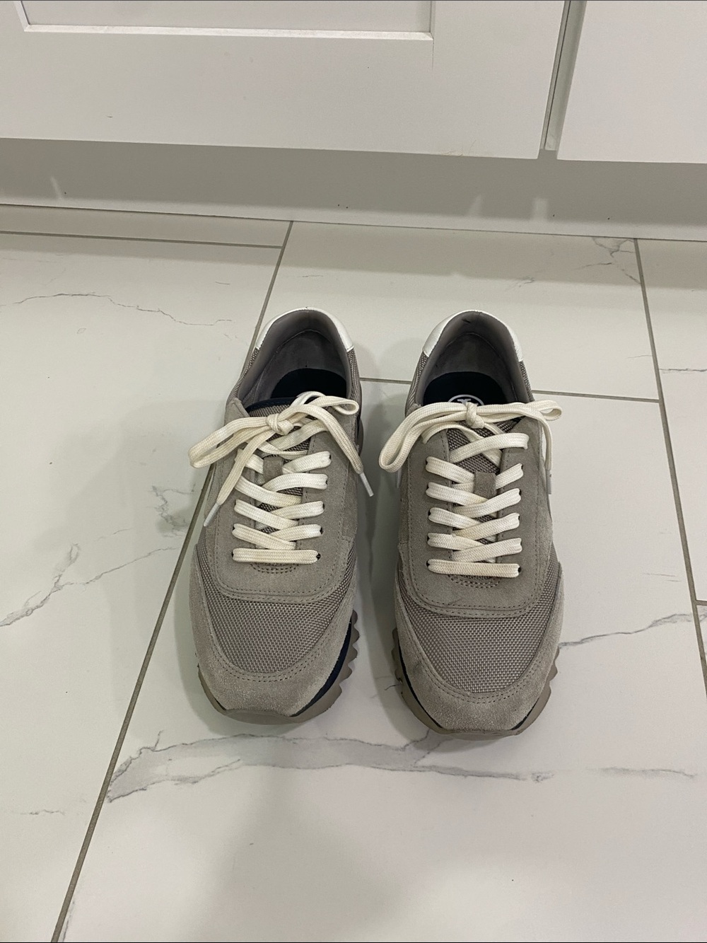 Women's Grey Suede & Mesh Casual Sneakers - Unbranded